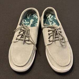 LL Bean Men's Moc Slip-On Boat Shoes Blue-Grey sz 9 Wide